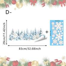 1pc Christmas Village Town Window Static Stickers, Winter Mini House Pine Tree Snowflake Scenery Design Reusable No Glue Removable Glass Decals For Home Store Cafe Front Door Xmas Winter Holiday Party Home Decorations. - Multicolor - View 15