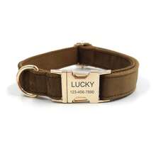 1pc Customized Velvet Dog Collar With Engraved Name, Phone Number And ID Tag, Soft And Adjustable, Suitable For Small, Medium And Large Dogs, Comes With Matching Leash, Personalized Dog Collar, Personalized Pet Accessories, Quiet Luxury Style - Light Coffee - View 15