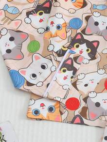 Tween Girls Cute Cartoon Cat Print Button Front Long Sleeve Pajama Set, 2pcs Lapel Top & Pants Soft Sleepwear For Autumn Winter Home Outfit Loungewear - Multicolor - View 5