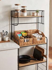 1 buah/2 buah Keranjang Penyimpanan Anyaman dengan Pegangan Terintegrasi, Keranjang Eceng Gondok untuk Rak, Kamar Tidur, Ruang Tamu, Asrama, Kamar Mandi & Dapur, Organizer Dekorasi Boho Rustic untuk Kosmetik, Camilan, Perhiasan & Aneka Barang - View 3