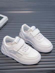 Children's Student Flat Board Shoes Magic Tape Classic Sports Shoes Campus White Shoes - White - View 6