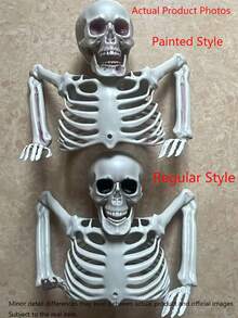 3pcs/Set 24cm/9.44in Half Body Plastic Skeleton, Halloween Skeleton Bursting Out Of Ground Decoration, Includes Skull, Ribcage, Arms And Extra Skeleton Hand, Suitable For Yard, Lawn, Cemetery, Haunted House, Outdoor Party Halloween Decor - Half-length Style - View 5