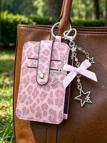 Dompet Kartu Motif Leopard Multi-Slot dengan Gantungan Kunci Pita Bintang, Dompet Koin Mini dengan Resleting, Dompet Kartu Tipis dengan Jendela ID, Dompet Kartu ID Portabel, Gantungan Tas, Tempat Kartu Kredit Y2K, Untuk Kartu ID, Kartu Transportasi, Uang Receh, Uang Tunai, Perlengkapan Perjalanan & Kembali ke Sekolah - MultiWarna - View 9