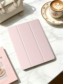 1件粉色矽膠蜂巢軟殼保護套，適用於Mini1/2/3/4/5/6/7/Air/Air2/9.7/10.2/10.5/10.9(Air4-Air8)/Pro 11/10th Gen/A16/Pro 11 2024 Apple機型，三折支架，多角度支架，蜂巢散熱，睡眠/喚醒，簡約休閒商務，多折平板電腦保護套，無筆槽，不含筆 - 粉色 - 查看 3