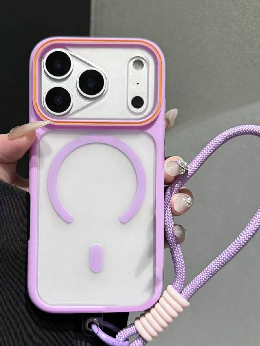 Luxury Premium Matte Translucent With Lanyard Large Window Phone Case Compatible With IPhone 18 Pro Max 18 Pro 17 16 Pro Max 15 14 16 Plus 11 18 17 15 16 13 For Magnetic Wireless Charging Shockproof Double Color Contrast Hard Cover Shell