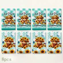 2pcs Blue Green White Plaid Highland Cow Sunflower Kitchen Towels, Cute Country Farmhouse Style Soft Microfiber Rectangular Printed Absorbent Quick Dry Hand Towels, Suitable For Kitchen Decor, Holiday Gifts 4/6/8pcs Set - Multicolor - View 11
