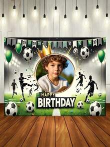 Customizable Portrait Football & Rugby Photo Backdrop, Personalized Birthday Party Decoration, Portrait Photography Banner, Vinyl Material, Stadium Banner Printing - C - View 13
