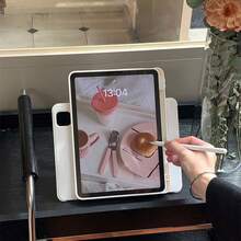 Ins風極簡棕色小狗頭圖案平板保護殼，3合1可拆卸磁吸殼，適用Apple Pro 2025新機、10代/7代/8代/9代、Air 7/6/8/Pro 12.9，附筆槽，防震耐用，11代(A16)、Pro 13/Mini 7/6及其他機型，720°自由旋轉橫向/縱向支架，11吋女孩平板保護套，適合工作、旅行與日常使用 - 棕色 - 查看 8