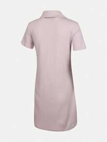 Nike Women's AS W NK CHLL Knit Polo Dress Short Sleeve Dress IO2719-583 - Baby Pink - View 3