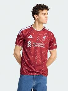 Adidas Men's LFC H JSY Short Sleeve Knit Collarless T-Shirt TKA6852 - Red and White - View 1