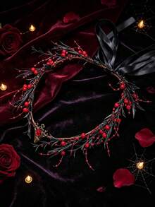 1pc Halloween Dark Festival Exaggerated New Style Vintage Artificial Flower Wreath With Forehead Pendant Headpiece Decoration - 58949 - View 10