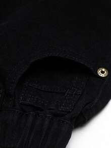 2-8years Young Boy Beige Color Simple And Street Wide Leg Jeans, Versatile Adjustable Elastic Waist, Loose Fit, Wide Leg Denim Pants, Suitable For All Seasons - Black - View 5