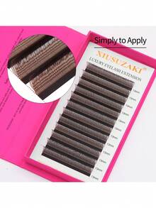 XIUSUZAKI 12Rows Brown Lashes U 5D Shaped Fluffy False Eyelashes Colorful Blooming Lash Clusters Premade Fans Eyelash Extension Natural Look Eyelash Makeup Tools Suitable For Cosplay, Anime And Fairy Makeup Professional Supplies For Lash Techs - View 2