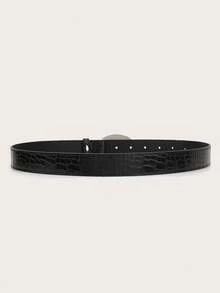 1pc American Retro Y2K Women's Leather Belt For Pairing With Jeans - Black - View 2