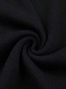 Wixra Women's Half-Zip High Neck Knit Cardigan, Black Contrast Stripes, Drop Shoulder Long Sleeve Sweater Jacket - Black - View 8
