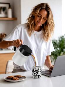 Meoky 8oz White Cow Print Short Stainless Steel Cup With Splash-Proof Lid, Portable Water Cup For Daily Milk And Coffee - White Cow - View 5