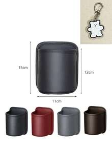 1pc Modern Minimalist PU Leather Cylindrical Hanging Bag, Large Opening With Stitched Edge, Durable And Stable, Suitable For Water Bottles, Beverage Bottles, Small Items, Car Headrest, Back Seat, Car Door Side Cup Holder Storage And Organization, Car Essential - Multicolor - View 9