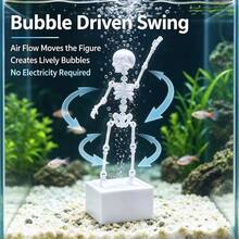 Movable Skeleton Aquarium Decoration, Glowing Fish Tank Bubble Decor, Bubble-Driven Swinging Skeleton Ornament, Fun Landscape Decoration, Suitable For Freshwater And Saltwater Aquariums - A - View 3