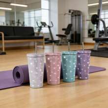 1pc Rhinestone Stainless Steel Insulated Water Bottle - Leak-Proof Portable Travel Cup With Lid, Flat Bottom Straw Cup, Suitable For Outdoor Sports, Fitness, Home, Kitchen, Office, Back To School Students, Christmas Gift For Mom, Girlfriend, Family - Multicolor - View 6