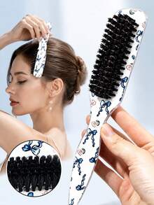 4/1 buah Sisir Belakang Halus Tanpa Aroma, Desain Pita, Sikat Rambut/Sikat Jenggot Unisex, Aksesori Rambut, Cocok Untuk Membuat Ekor Kuda Halus, Sanggul, Menghaluskan Rambut Kusut, Mengontrol Garis Rambut, Menyisir ke Belakang untuk Penataan Rambut Bervolume, Kepala Sisir Bergigi Lebar Untuk Memudahkan Pembagian dan Pemisahan Rambut - Busur - View 3