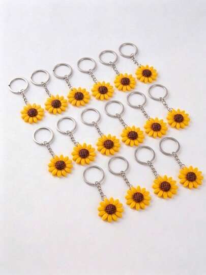 16/4/30pcs Sunflower Keychain PVC Bag Charm Holiday Party Gift