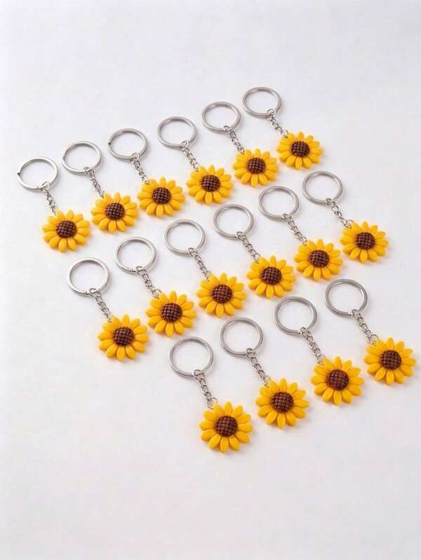 16/4/30pcs Sunflower Keychain PVC Bag Charm Holiday Party Gift