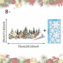 1pc Christmas Village Town Window Static Stickers, Winter Mini House Pine Tree Snowflake Scenery Design Reusable No Glue Removable Glass Decals For Home Store Cafe Front Door Xmas Winter Holiday Party Home Decorations. - Multicolor - View 13