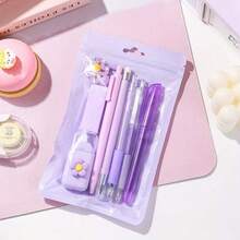 Set Alat Tulis 8-in-1 - Paket Alat Tulis Segar, Termasuk Stabilo, Liontin, Penghapus, 2 Pulpen yang Dapat Diklik, Pensil Mekanik dan Pulpen Gel, Alat Tulis Berwarna-warni yang Sangat Menarik, Set Hadiah Kembali ke Sekolah untuk Menulis Jurnal dan Belajar - Berbagai gaya - View 8