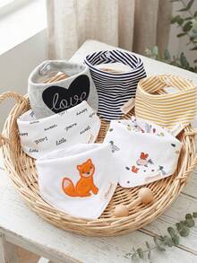 momscare 6pcs Baby Bibs, Soft Absorbent Baby Bibs, Suitable For Daily Use - Cute Design Exquisite Embroidered Baby Triangular Bibs - Multicolor - View 4