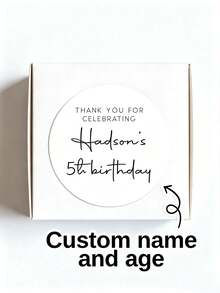 54-540pcs Custom Thank You Stickers,Personalized Round Labels,Customized Text Seals,Customizable Gift Box Stickers For Birthday,Stickers For Kids,Boy - Solid Color - View 6