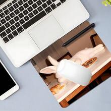 Cool White Rabbit Fashion Glasses Square Mouse Pad, Humorous Casual Pet Expression Pattern Design, Eye-Catching Desktop Decoration Protective Pad, Rubber Non-Slip Edge-Locked Office Mat, Small Size Suitable For Laptop, Desktop Computer Gaming, Office, Daily Use - Mouse Pad - View 2
