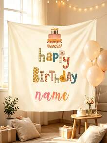 Customized Name Birthday Backdrop Banner, Personalized Happy Birthday Background Wall, Birthday Party Decoration, Graduation And Housewarming Banner, Party Decor, Outdoor Wall Art Background, Aesthetic - Multicolor - View 5