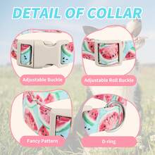 Adjustable Watermelon Theme Dog Collar - Small Dog Feeder, Soft Polyester Material, With Buckle, Suitable For Small And Medium Dogs, Suitable For Indoor And Outdoor Use, Dog Supplies - Blue - View 4