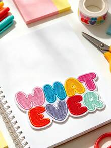 1pc/2pcs/3pcs/4pcs Whatever Letter Iron On Patch, Colorful Embroidered Patch - Multicolor - View 6