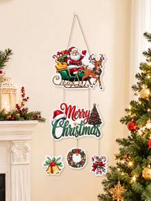 1 Set Christmas Paper Door Hanging Decor, Santa Claus Chimney Blank Wreath Snowman Gingerbread Man Hanging Ornament, Christmas Decoration, Christmas Party Supplies, Christmas Wall Hanging Decor, Holiday Front Door Sign, Home Decor, Winter Decor, Christmas Decoration, Christmas Decoration - Multicolor - View 8