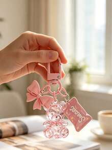 Pink Bear Butterfly Candy Pendant, Heart-Shaped Phone Accessory - Candy Bear Keychain Pendant, Can Be Hung On Bags, Keys - Perfect Gift For Classmates And Friends, Realistic Mini, Minimalist Style, Perfect Wedding And Holiday Gift, Or Can Be Hung On Women's Handbags, Keychains - Multicolor - View 6