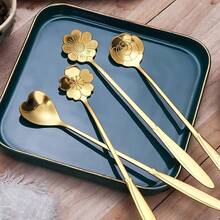 4pcs Elegant Stainless Steel Floral Pattern Tea Spoons - Suitable For Tea, Coffee And Desserts - Perfect For Restaurants, Halloween/Christmas Gifts - View 3