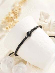 1pc Customized Black & White Woven Couple Bracelet | 4-Color Beads Customized Photo Projection Bracelet | Customized Colorful Photo Bracelet - Photo Bracelet - View 7