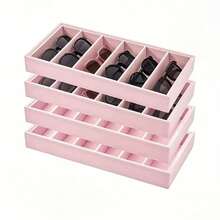 1pc 6-Slot 38*19cm Large Capacity Stackable Space-Saving Scratch-Resistant Wear-Resistant Premium Velvet Eyewear Storage Tray, Minimalist Modern Solid Light Blue Rectangular Thick Frame Soft Lining Fashion Glasses Glasses Watch Small Jewelry Display Organizer Drawer Vanity Storage Box For Bedroom Wardrobe Daily Use Birthday Housewarming Gift - Multicolor - View 3