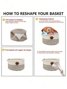 1pc Small Multi-Functional Pet Storage Basket, Foldable And Washable, Desktop Organizer, Toiletries Storage, Toy Bin, Clothing Storage Box - Multicolor - View 7