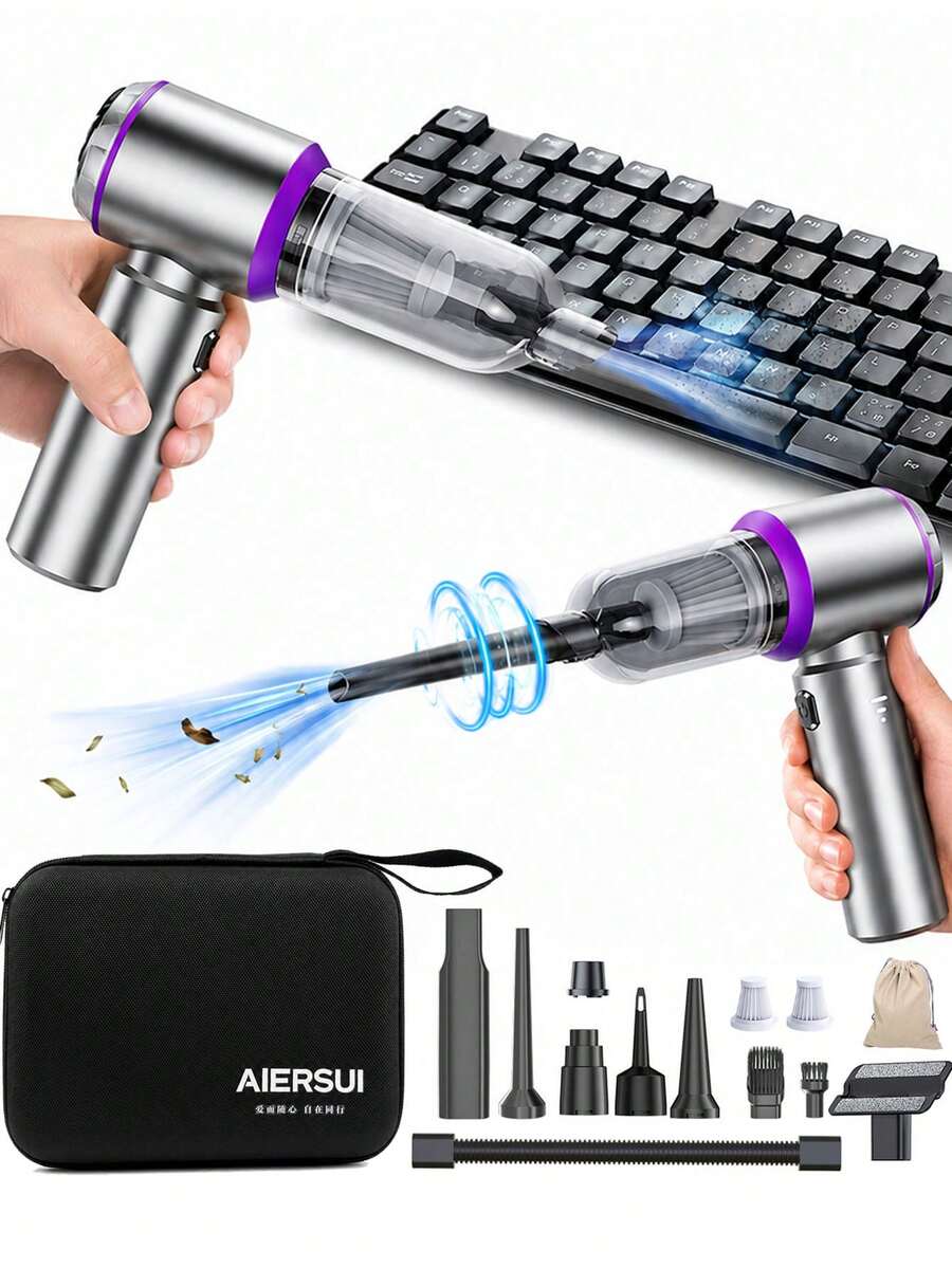 SUITU 無線手持車用吸塵器 - 16000PA 強力吸力 4 合 1 小型便攜吸塵器，適用於汽車、居家、寵物毛髮、沙發與地毯 - (無電纜)，附配件，適合女性與男性的禮物 11.1V 2000mAh