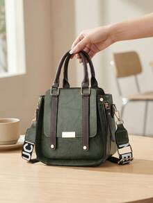 Women Fashion Handbags Top Handle Shoulder Bag Wallet Classic Vintage PU Leather Shoulder Bag Casual Crossbody Bags For Valentine's Day Use - 軍綠色 - 查看 3