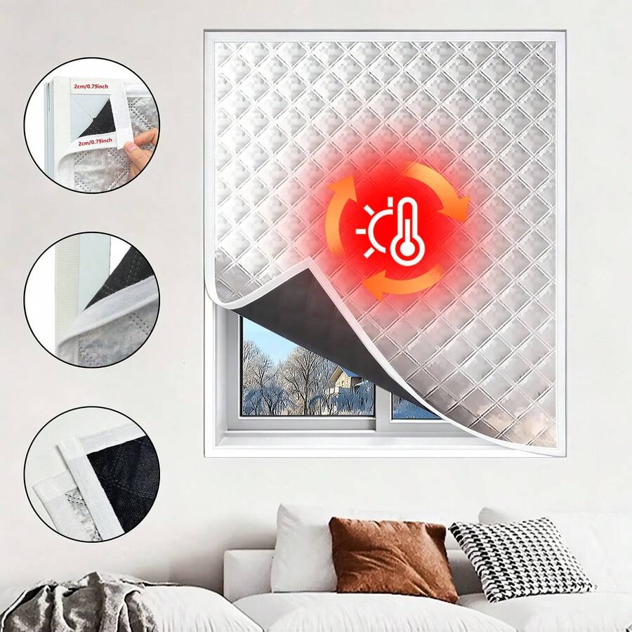 1PC White Winter Warm Window Curtain, Windproof Cold-Proof Thermal Insulation Thickened Quilted Film Window Seal For Bedroom