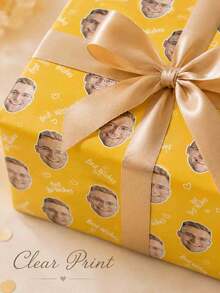 Custom Face Wrapping Paper Personalized Photo Gift Wrap Roll For Birthday Anniversary Wedding Groom Graduation Retirement Fun Creative Party Supplies DIY Face Wrapping Paper - Multicolor - View 4