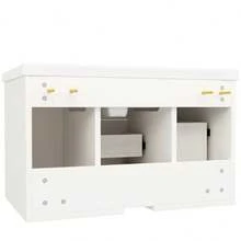 Mueble para lavabo, mueble bajo lavabo, mueble de baño con 3 cajones, amplio espacio de almacenamiento, lavabo de pared, mueble de baño con lavabo, verde, 78.5**.8cm - Blanco + Cerámica + MDF + Metal - Ver 3