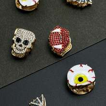 4/8/12pcs Gothic Rhinestone Mini Hair Claw Clips, Halloween Skull Bat Spider Vampire Red Lips Hair Clips, Dark Style Side Hair Clips For Cosplay Party Holiday Personalized Hair Accessories - Halloween Dark Hair Claw - View 7