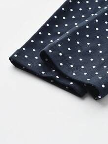 Women's 2 In 1 Polka Dot Colorblock Long Sleeve T-Shirt, Spring Niche Design Slim Fit Base Layer Top - Navy - View 3