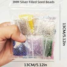 2500pcs Silver Filled Seed Beads Set, 20 Colors 100g Mini Beads Set, Suitable For DIY Bracelet Earrings Jewelry Making, Handmade Jewelry Accessories, Gift For Friends - Silver Filled Seed Beads - View 6