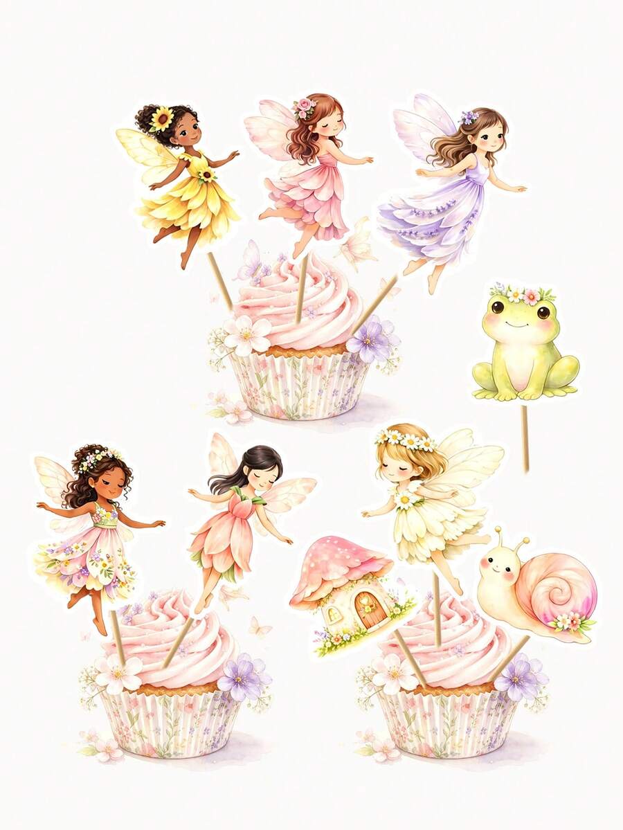 36 Pcs Fairy Cupcake Toppers, Birthday Party Decor Fairy Party Decorations For Cupcakes, Treat Trays And Dessert Tables - View 1