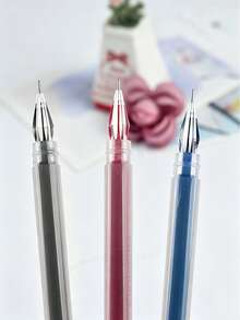 9/1pc Large Capacity Full Needle Neutral Pen 0.5mm Black, Diamond Tip Carbon Ink, Smooth Writing Without Clogging, Back To School Exam Signature Pen - Multicolor - View 10